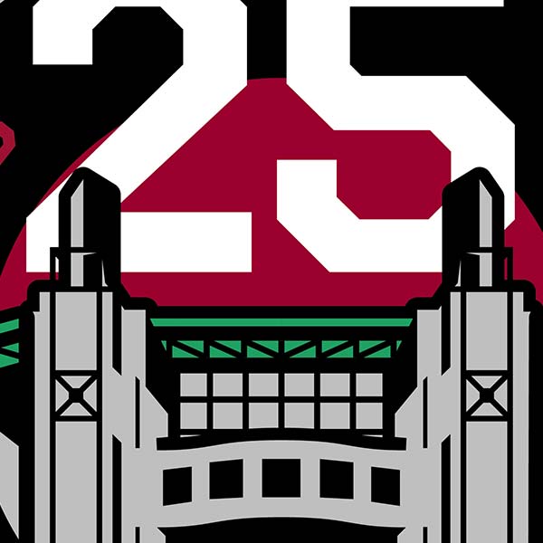 University of Massachusetts Mullins Center 25th Anniversary Logo